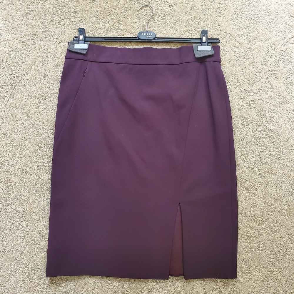 Akris Punto Womens Straight Skirt Stretch Sz 16 Wine Viscose NWT Lined